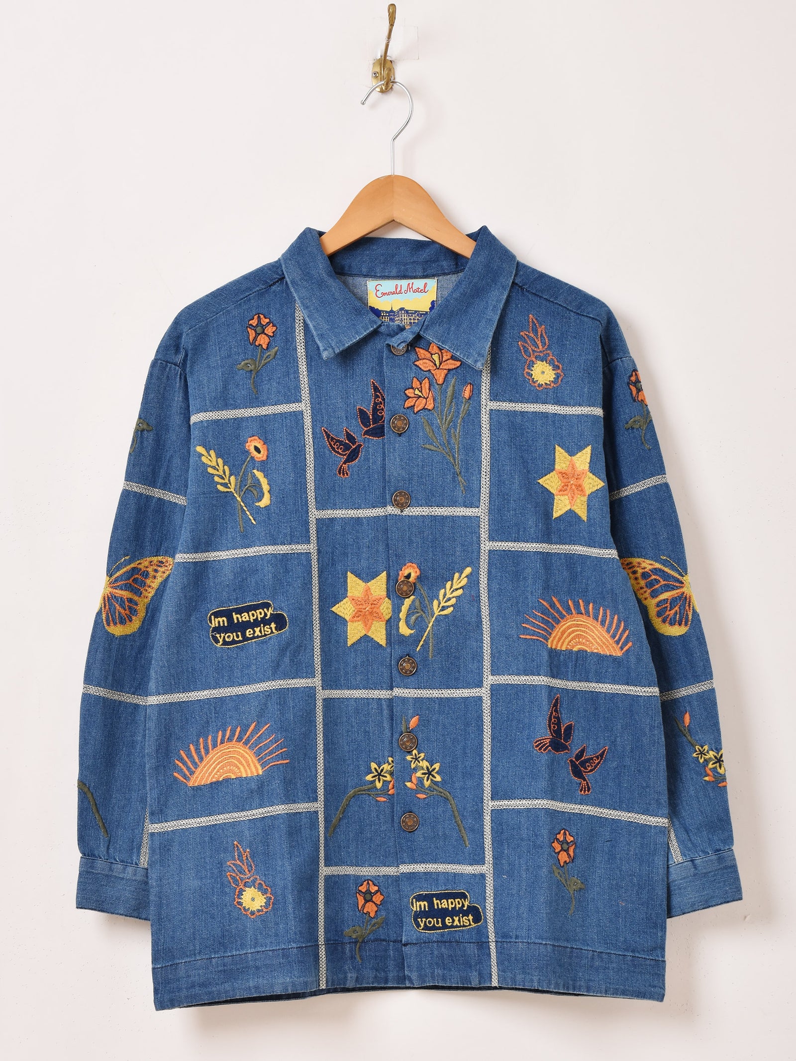 Emerald Motel パッチワーク刺繍 長袖 デニム シャツジャケット – 古着