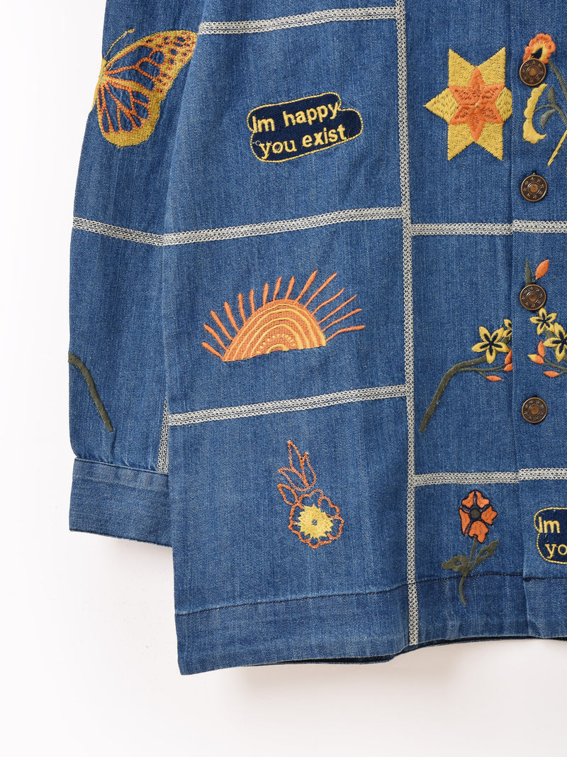 Emerald Motel パッチワーク刺繍 長袖 デニム シャツジャケット – 古着