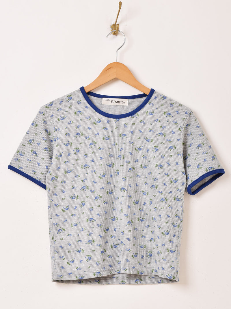 【3色展開】Elcamino 花柄 ワッフルTシャツ