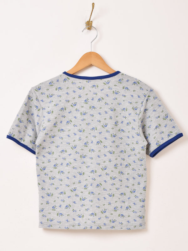 【3色展開】Elcamino 花柄 ワッフルTシャツ