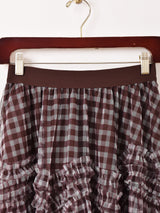 【2色展開】Meridian ギンガムチェック柄 フリル チュールスカート