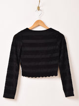 【2色展開】Meridian ベロアレース クロップド 長袖カットソー