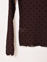 【3色展開】Meridian ドット柄 長袖 シアーカットソー