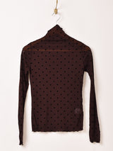 【3色展開】Meridian ドット柄 長袖 シアーカットソー