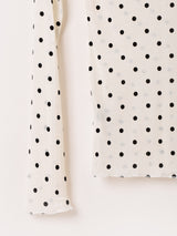 【3色展開】Meridian ドット柄 長袖 シアーカットソー