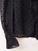 【2色展開】Meridian ドット柄 フリル 長袖ブラウス