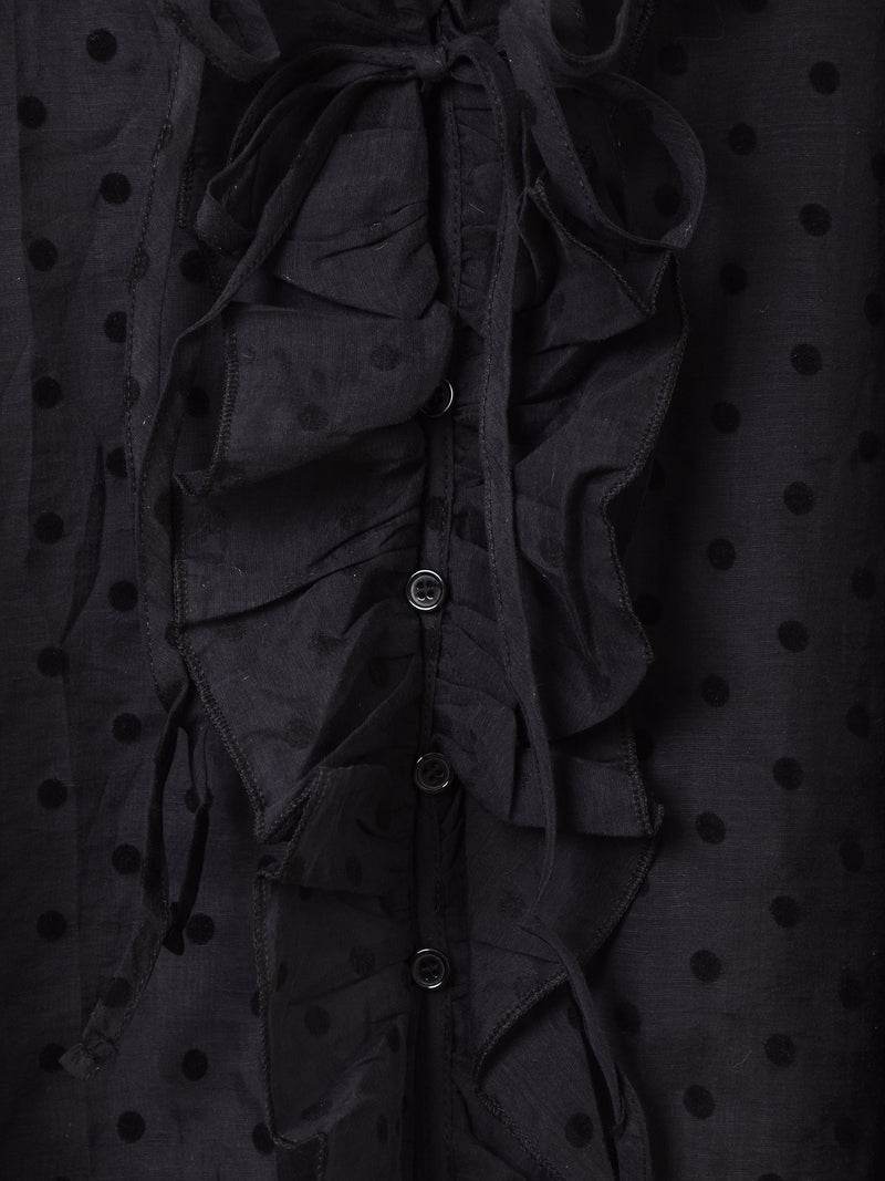 2色展開】Meridian ドット柄 フリル 長袖ブラウス – 古着屋Top of the