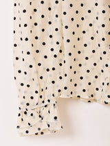 【2色展開】Meridian ドット柄 フリル 長袖ブラウス