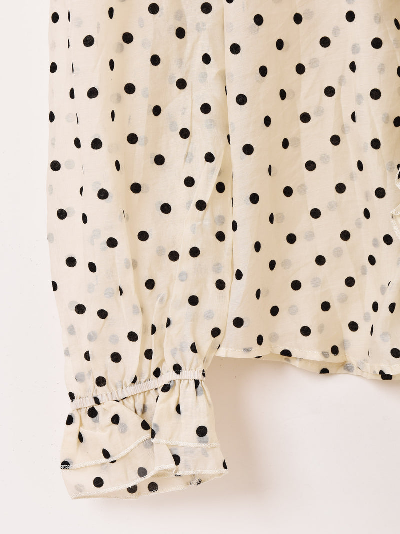 2色展開】Meridian ドット柄 フリル 長袖ブラウス – 古着屋Top of the
