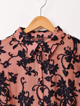 【2色展開】Meridian ベロア シアー 長袖ブラウス