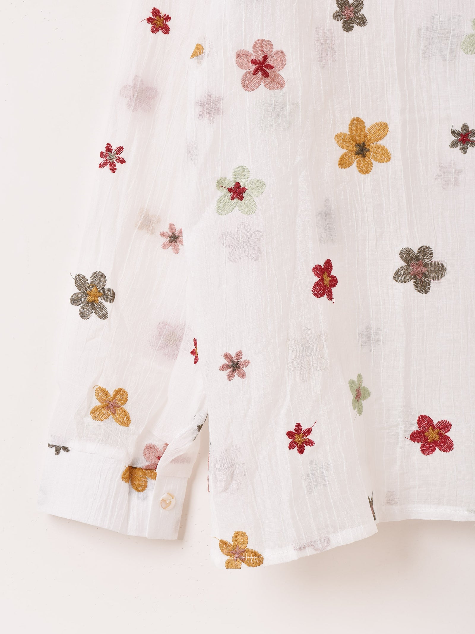 3色展開】Meridian 花柄 刺繍 シアー 長袖シャツ – 古着屋Top of the