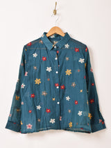 【3色展開】Meridian 花柄 刺繍 シアー 長袖シャツ