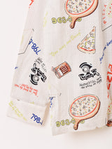 Backers 総柄 ピザ柄 長袖 オープンカラーシャツ