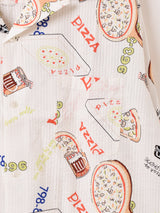 Backers 総柄 ピザ柄 長袖 オープンカラーシャツ