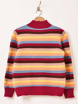 【2色展開】Meridian マルチボーダー柄 ハイネック セーター