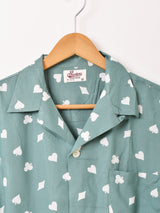 Backers トランプ柄 長袖 オープンカラーシャツ