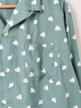 Backers トランプ柄 長袖 オープンカラーシャツ