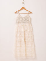 【2色展開】Elcamino クロシェ×チュール フリル キャミソールワンピース