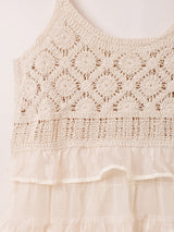 【2色展開】Elcamino クロシェ×チュール フリル キャミソールワンピース