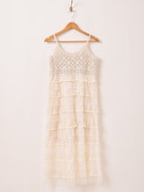 【2色展開】Elcamino クロシェ×チュール フリル キャミソールワンピース