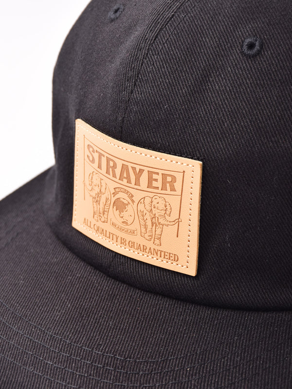 【2色展開】レザー風エンブレム デニムキャップ「STRAYER」