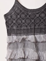 【2色展開】Elcamino クロシェ×チュール フリル キャミソールワンピース