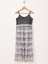 【2色展開】Elcamino クロシェ×チュール フリル キャミソールワンピース