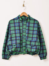 【2色展開】Elcamino チェック柄 フェイクスエード ショートブルゾン