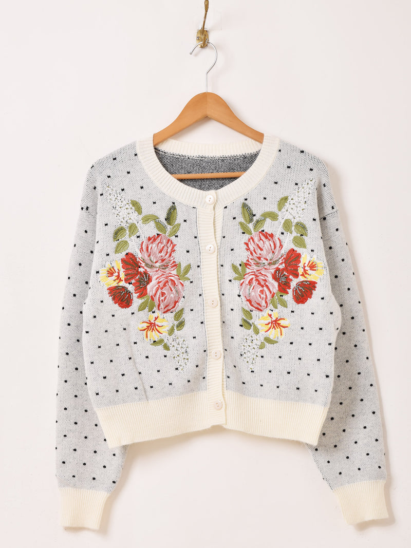 2色展開】Meridian フラワー ビーズ刺繍 カーディガン – 古着屋Top of