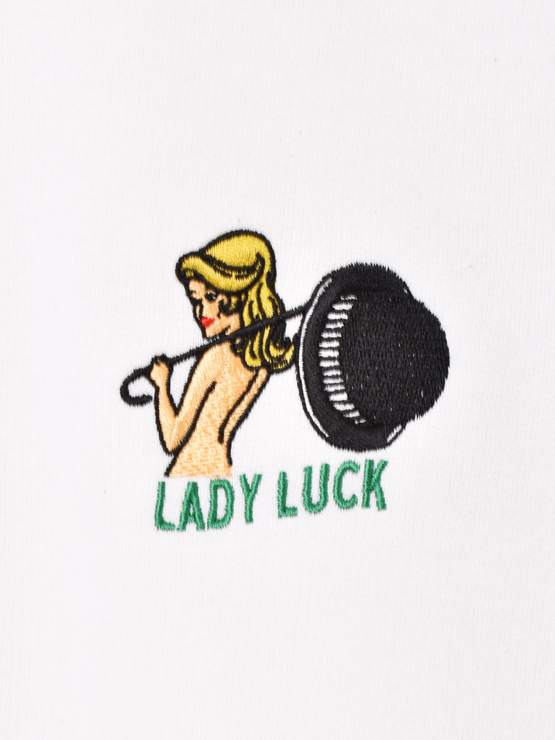 【2色展開】 ワンポイント刺繍ス ウェットシャツ「LADY LUCK」