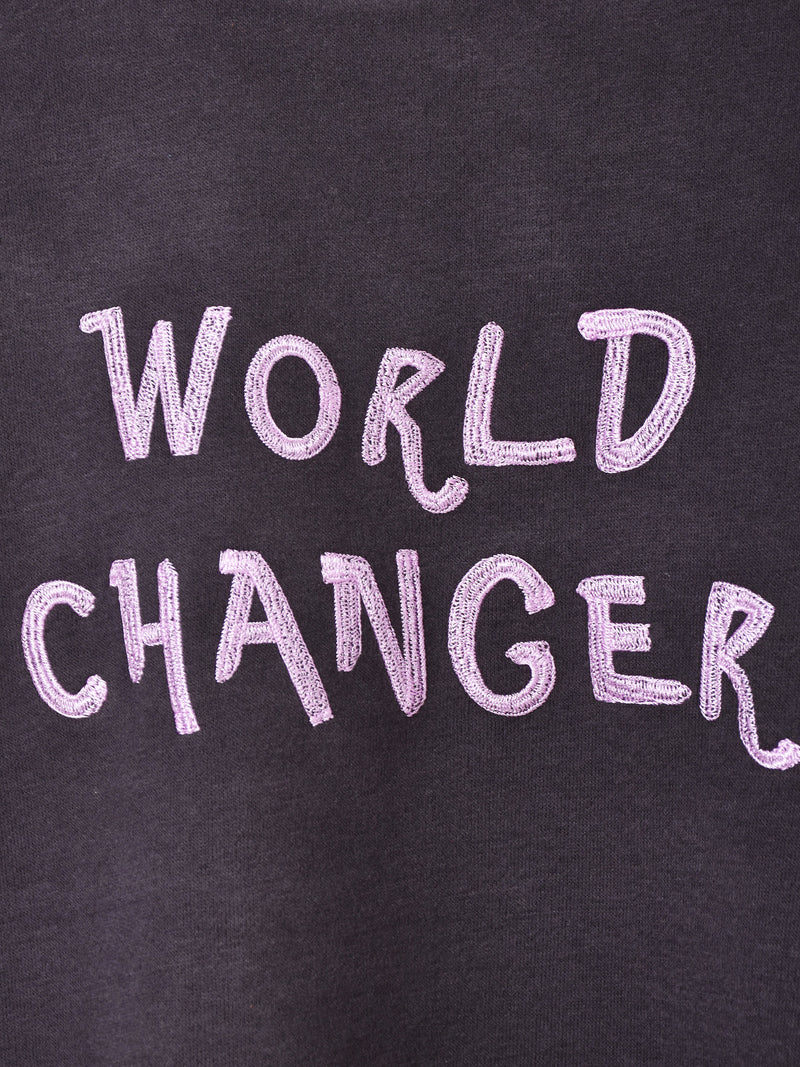 【2色展開】 刺繍ロゴ スウェットシャツ「WORLD CHANGER」