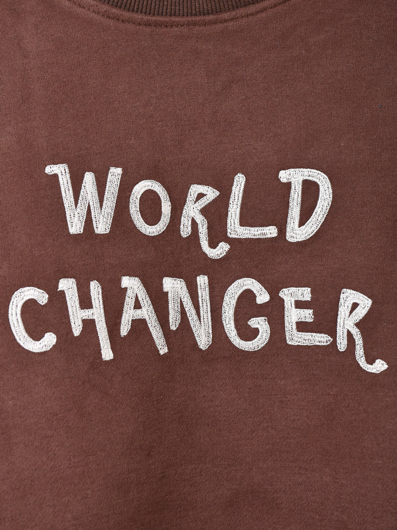 【2色展開】 刺繍ロゴ スウェットシャツ「WORLD CHANGER」