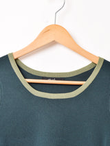【3色展開】Meridian パイピングデザイン クルーネック セーター
