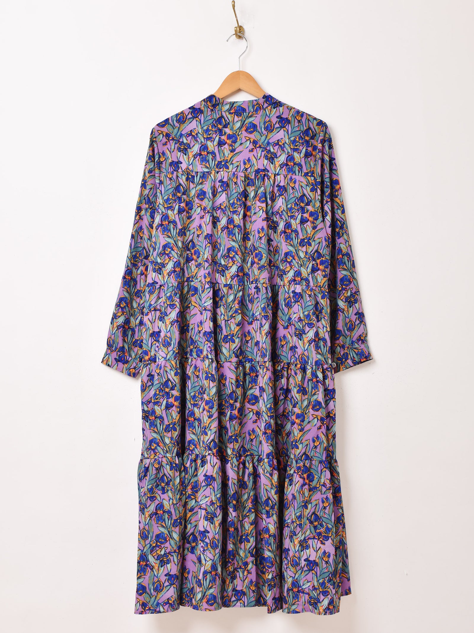 2色展開】Meridian チューリップ柄 長袖 ティアードワンピース – 古着