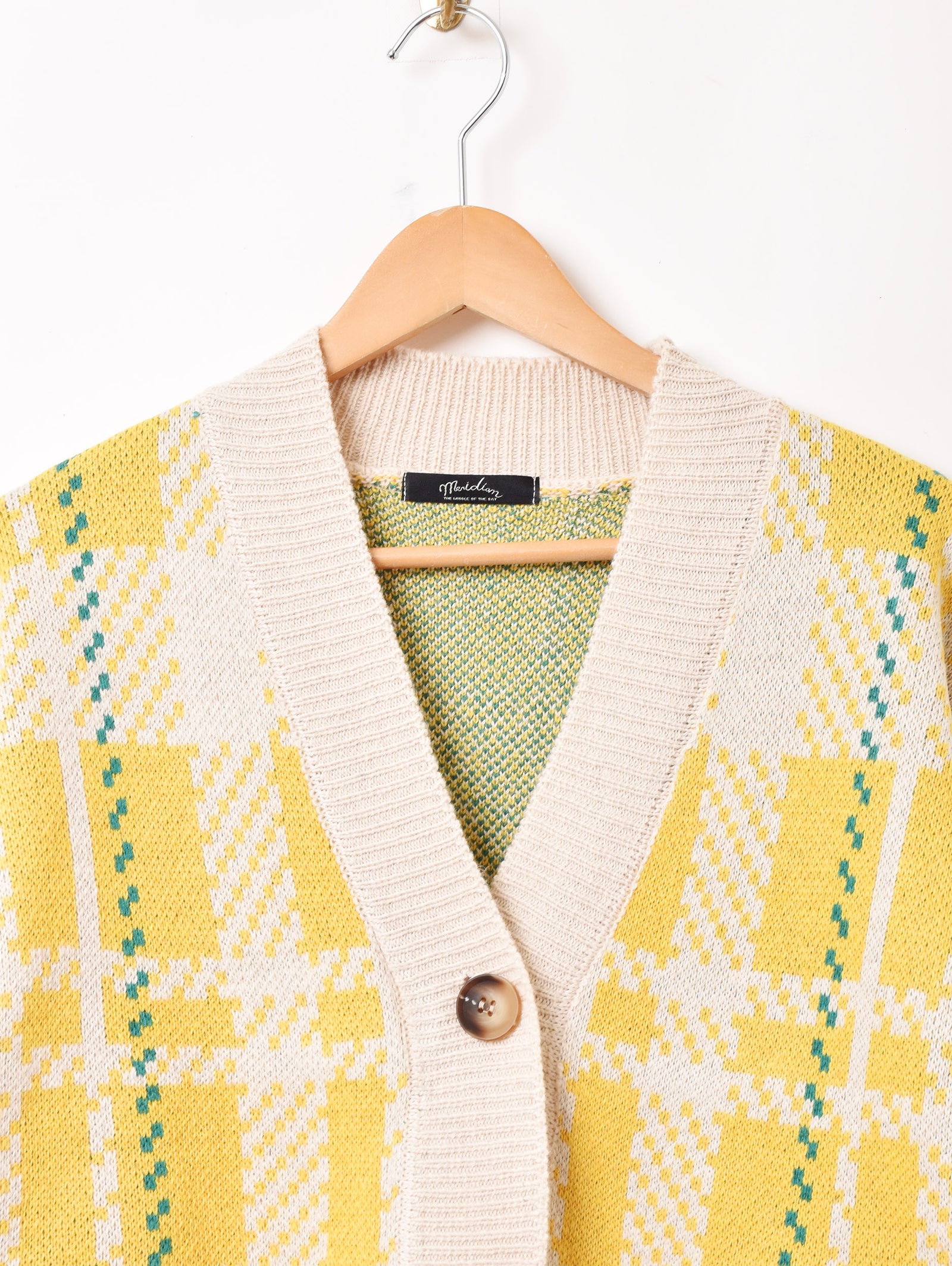 2色展開】Meridian チェック柄 切り替えデザインカーディガン – 古着屋