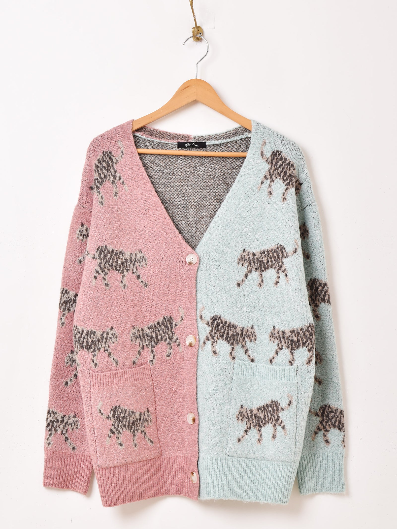 2色展開】Meridian アニマル バイカラー カーディガン – 古着屋