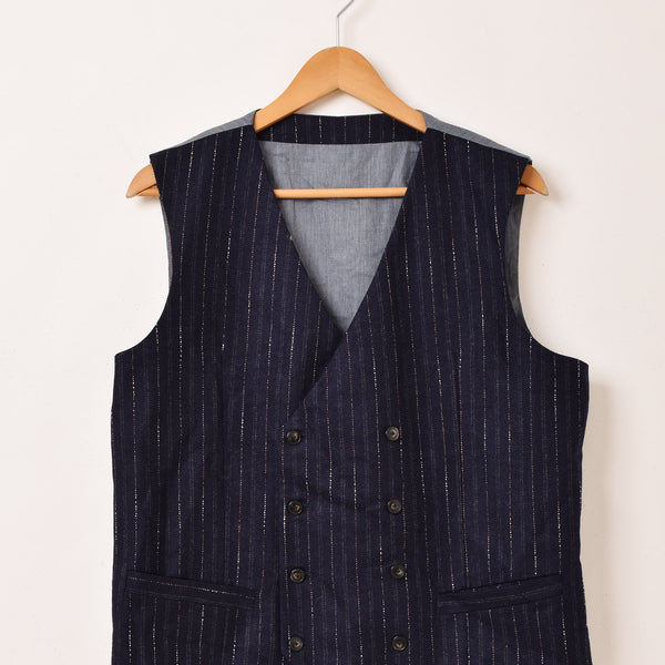 美品 40s 50s フランス ベスト ユーロヴィンテージ ストライプ ブラック ヴィンテージ vintage 40's 50's フレンチ ユーロワーク ウール