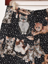 【2色展開】Meridian アニマル ゴブラン織り ショートパンツ 猫柄