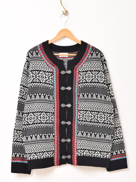 L.L.Bean Tyrolean Knit Cardigan L White Merino Wool