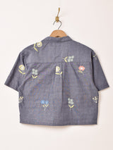 【2色展開】Emerald Motel フラワー刺繍 半袖シャツ