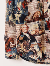 70's 総柄 長袖 ポリシャツ