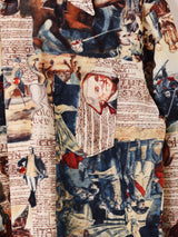 70's 総柄 長袖 ポリシャツ