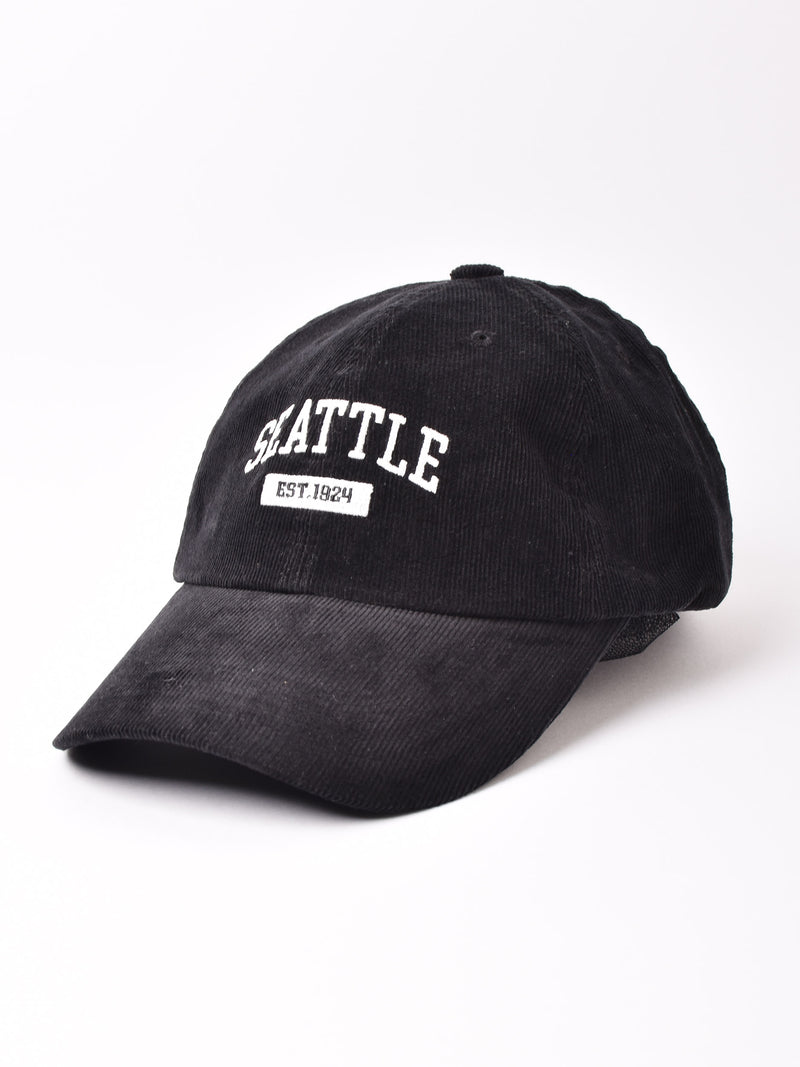 【2色展開】コーデュロイ 刺繍入り キャップ「SEATTLE」