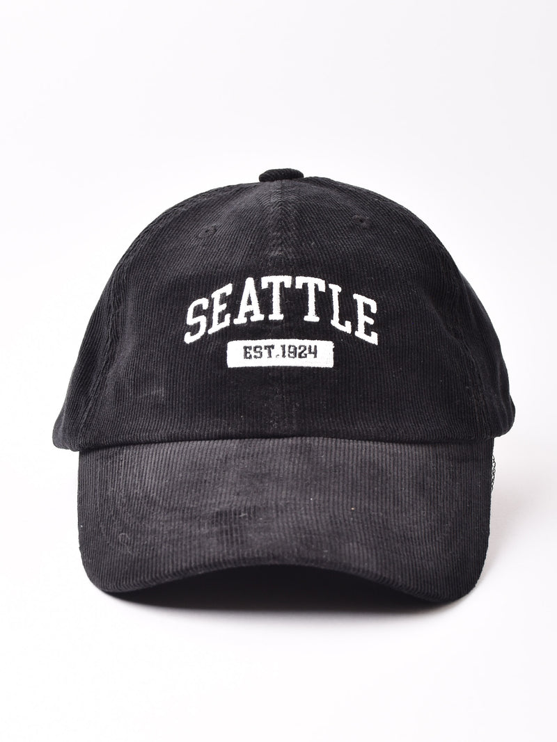 【2色展開】コーデュロイ 刺繍入り キャップ「SEATTLE」