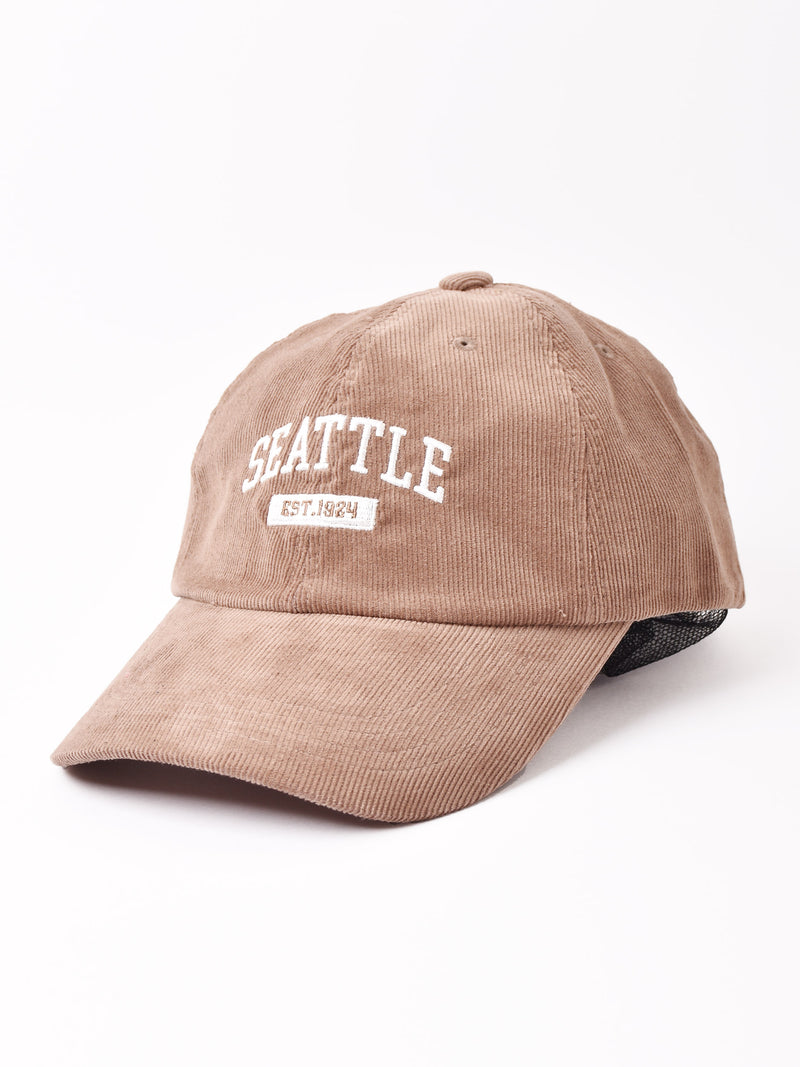 【2色展開】コーデュロイ 刺繍入り キャップ「SEATTLE」