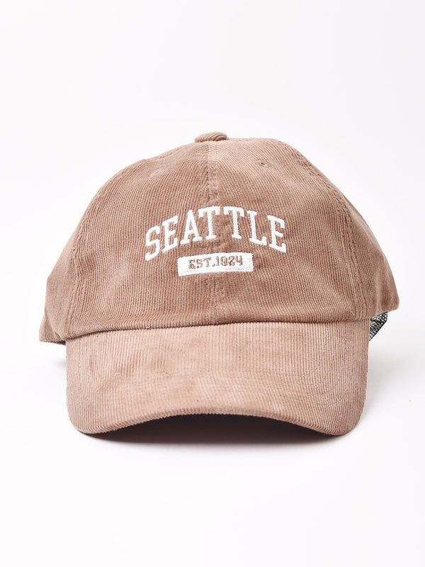 【2色展開】コーデュロイ 刺繍入り キャップ「SEATTLE」