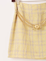 チェーン装飾付き ツイード ミニスカート