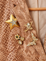 ヴィンテージブローチ付き パイソン柄 テーラードジャケット