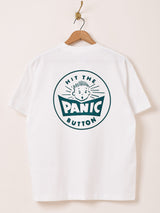 【2色展開】 プリントTシャツ「HIT THE PANIC BUTTON」