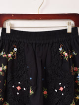 【2色展開】Emerald Motel フラワー刺繍 コットンレース スカート